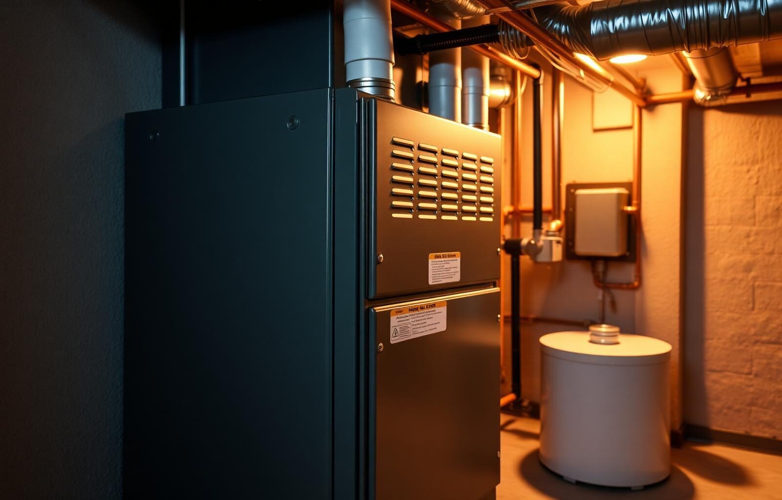 High-efficiency residential gas furnace in a clean Missouri basement