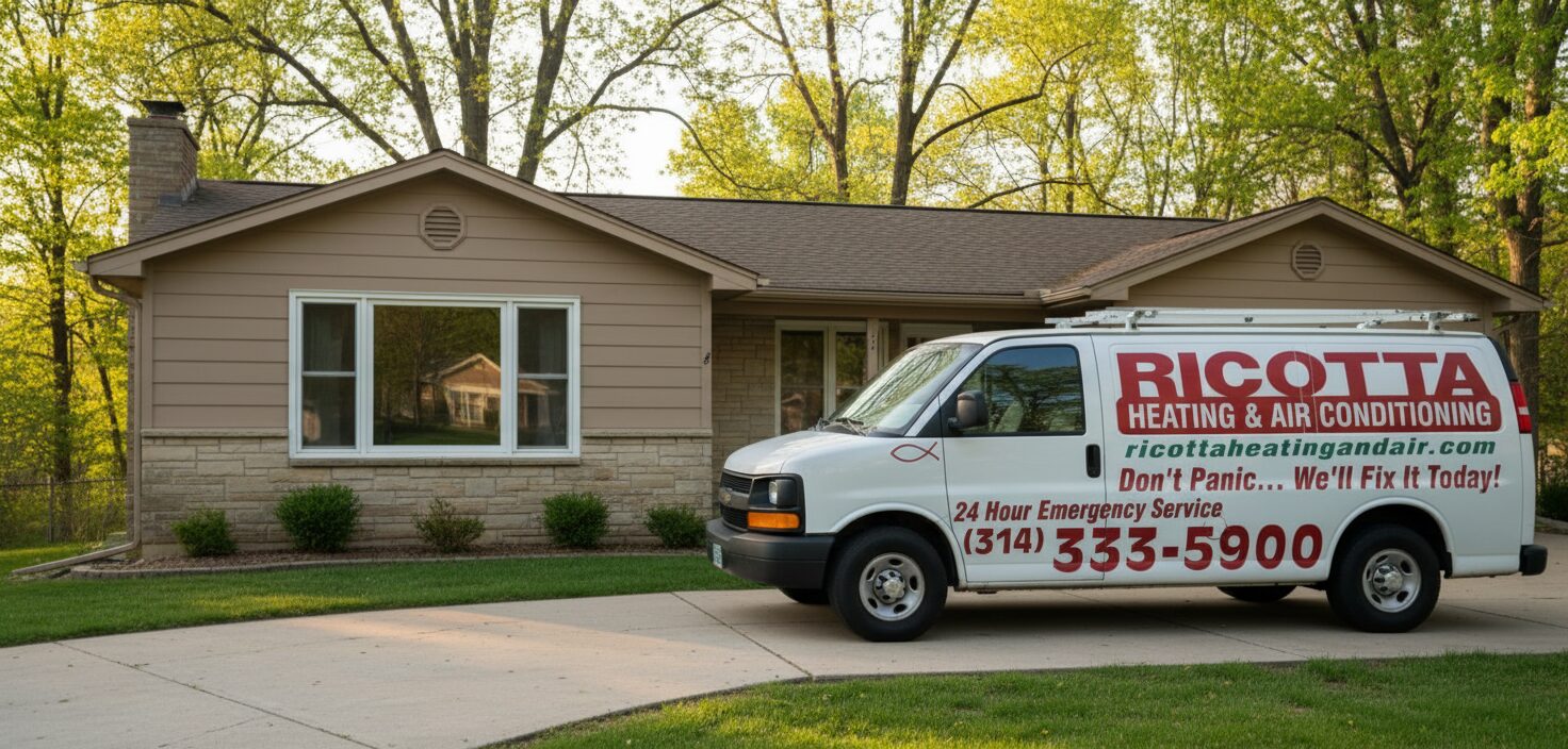 Ricotta HVAC technician performing AC repair in High Ridge, MO
